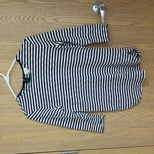 Merona Black and White Striped Top with Zipper Back